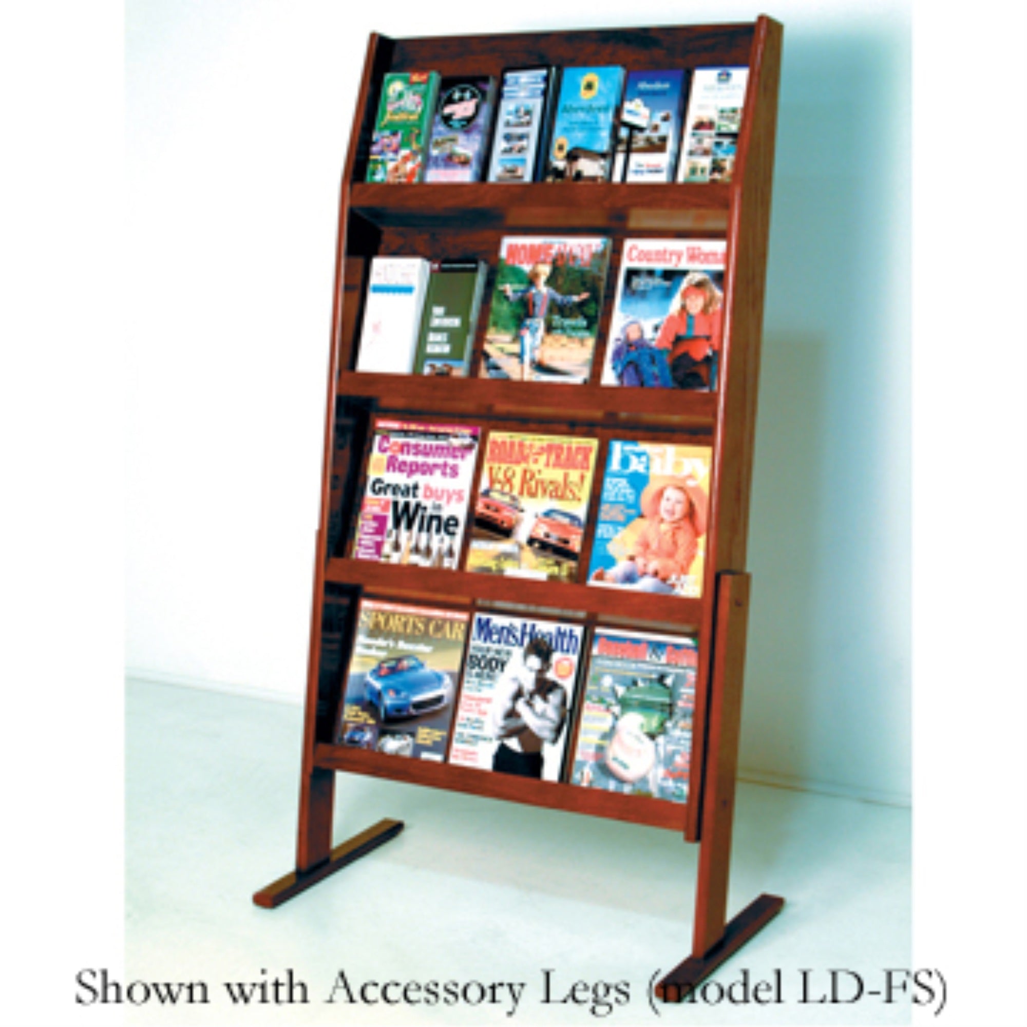 Wooden Mallet Twelve Magazine And Twenty Four Brochure Wall Display With Optional Floor Stand Ld49-24Lo / Ld49-24Mh / Ld49-24Mo Wood Finish: Dark Red Mahogany