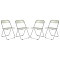 Leisuremod Lawrence Acrylic Folding Chair With Metal Frame, Set Of 4