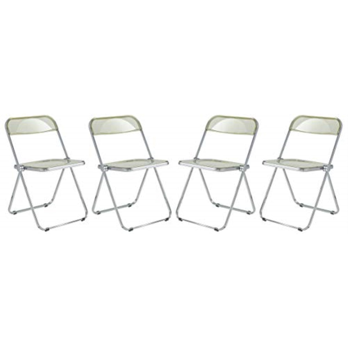 Leisuremod Lawrence Acrylic Folding Chair With Metal Frame, Set Of 4