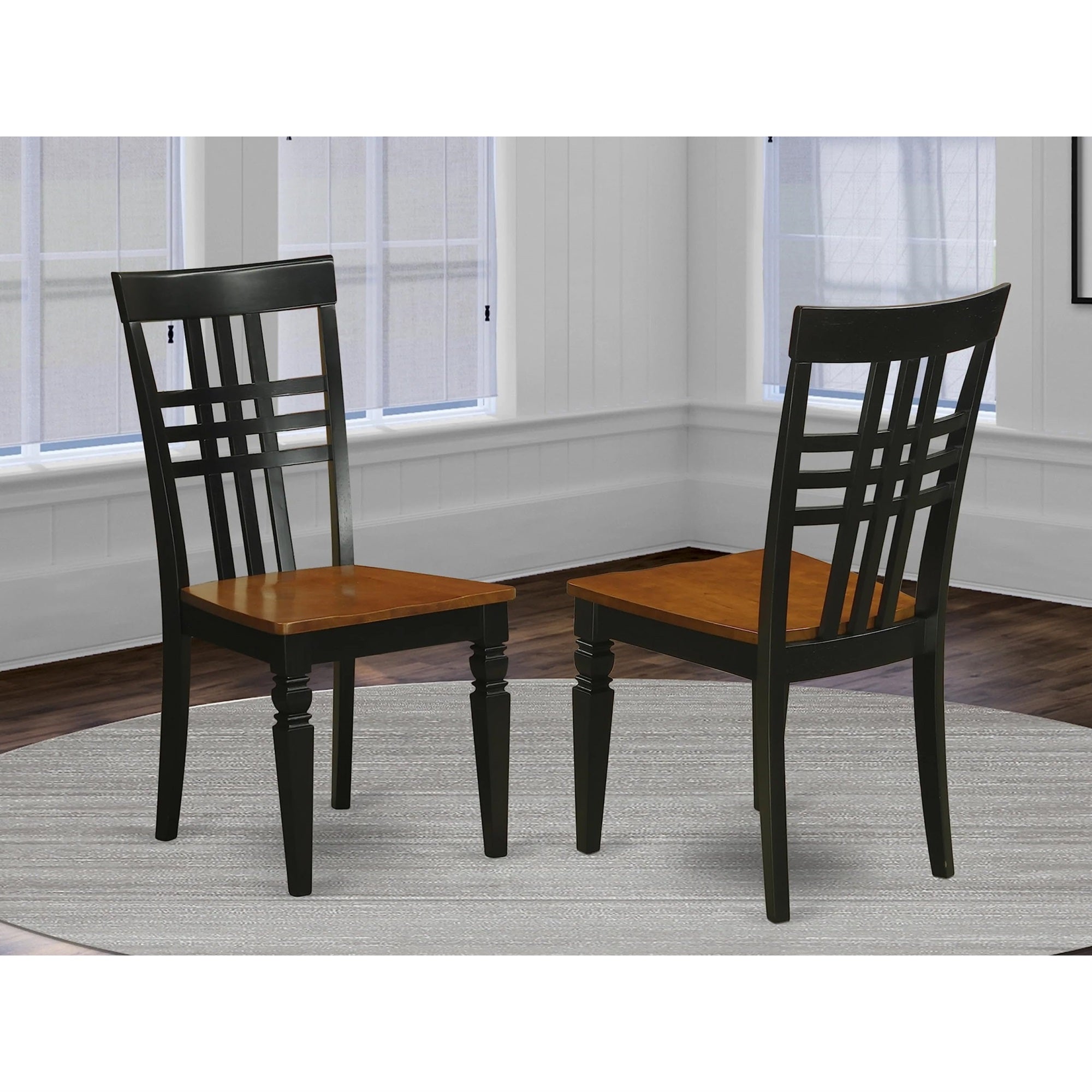 East West Furniture LGC-BCH-W Logan Dining Room Stylish Back Solid Wood Seat Chairs, Set of 2, Black & Cherry