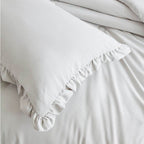 King Oversized Grey Ruffled Edge Microfiber Comforter Set
