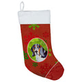 CarolineS Treasures Lh9327Cs Basset Hound Red And Green Snowflakes Holiday Christmas Stocking, 11 X 18 Inch  Inch , Multicolor