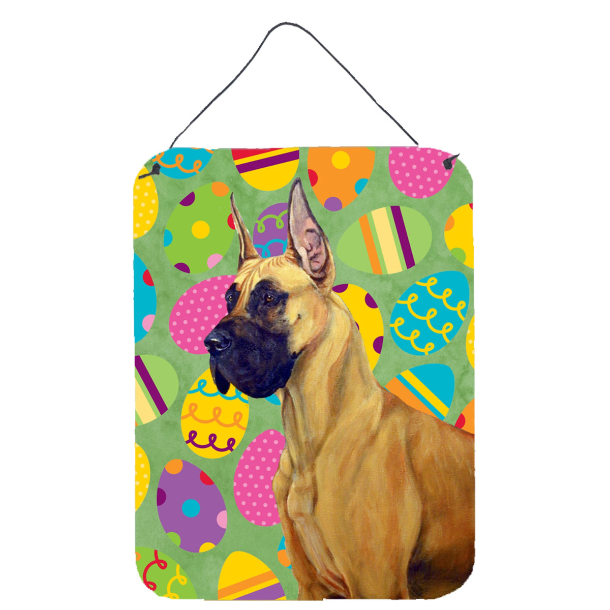 Inch CarolineS Treasures Lh9400Ds1216 Great Dane Easter Eggtravaganza Aluminium Metal Wall Or Door Hanging Prints, 16 Inch  Inch  X 12 Inch  Inch , Mul
