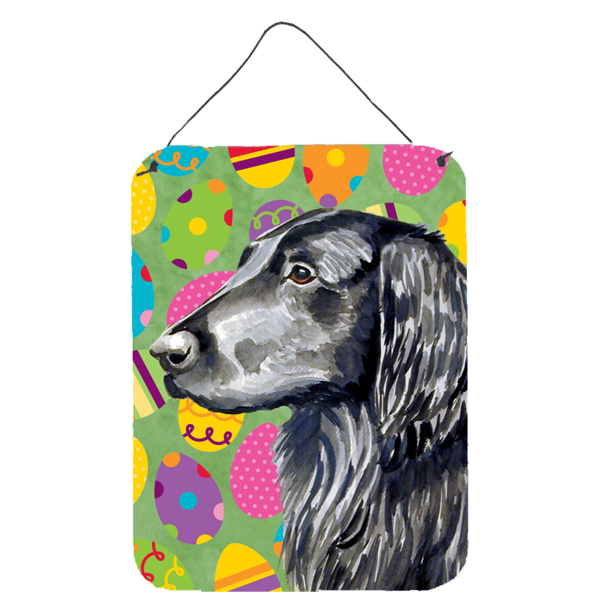 CarolineS Treasures Flat Coated Retriever Easter Eggtravaganza Wall Or Door Hanging Prints, 16 Inch  Inch  X 12 Inch  Inch , Multicolor