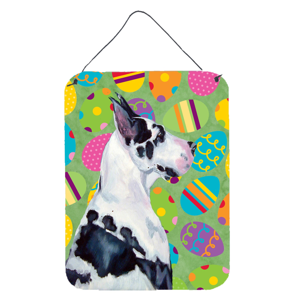 Inch CarolineS Treasures Lh9416Ds1216 Great Dane Easter Eggtravaganza Aluminium Metal Wall Or Door Hanging Prints, 16 Inch  Inch  X 12 Inch  Inch , Mul