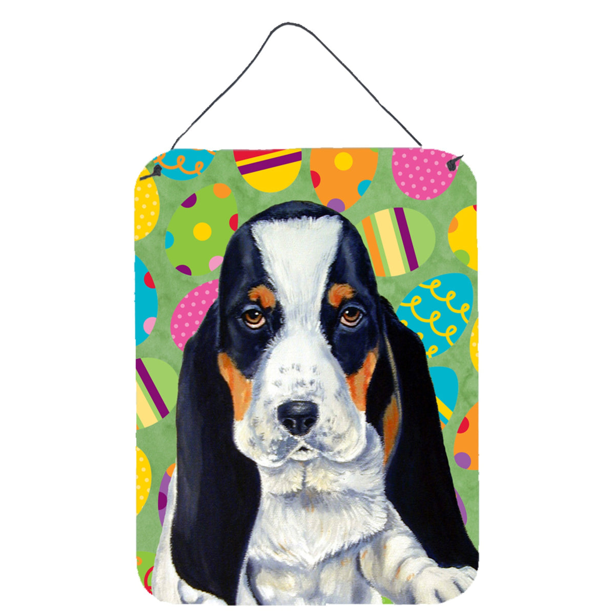 Inch CarolineS Treasures Lh9419Ds1216 Basset Hound Easter Eggtravaganza Aluminium Metal Wall Or Door Hanging Prints, 16 Inch  Inch  X 12 Inch  Inch , M