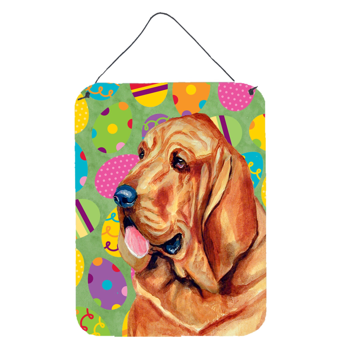 CarolineS Treasures Bloodhound Easter Eggtravaganza Aluminium Metal Wall Or Door Hanging Prints, 16 Inch  Inch  X 12 Inch  Inch , Multicolor