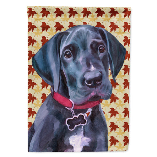 'Caroline'S Treasures Lh9558Gf Black Great Dane Puppy Fall Leaves Flag, Small, Multicolor'