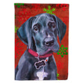 'Caroline'S Treasures Lh9579Gf Black Great Dane Puppy Red Snowflakes Holiday Christmas Flag, Small, Multicolor'