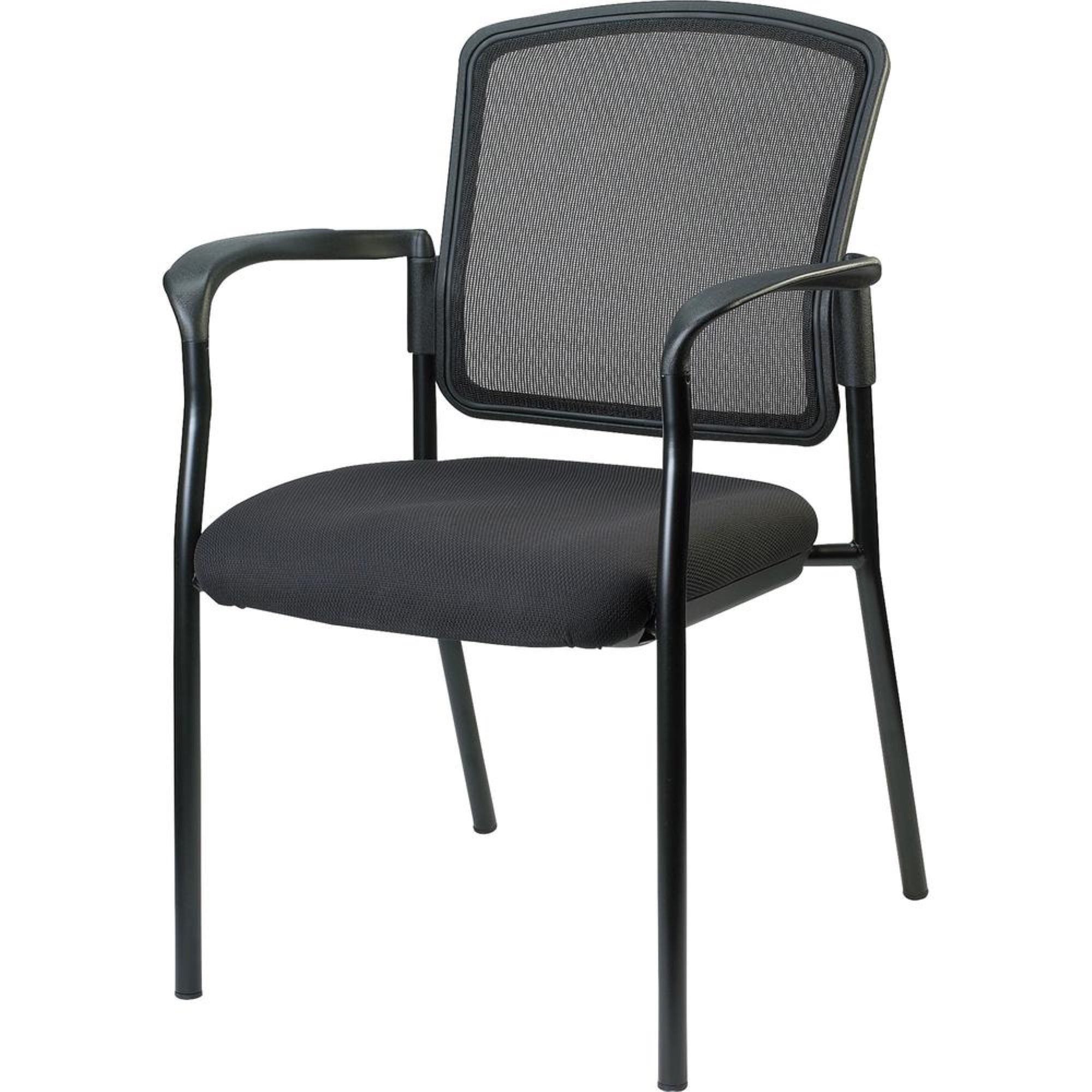 Lorell Breathable Mesh Guest Chair  Black Fabric Seat  Black Steel Frame  Black  Armrest  1 Each