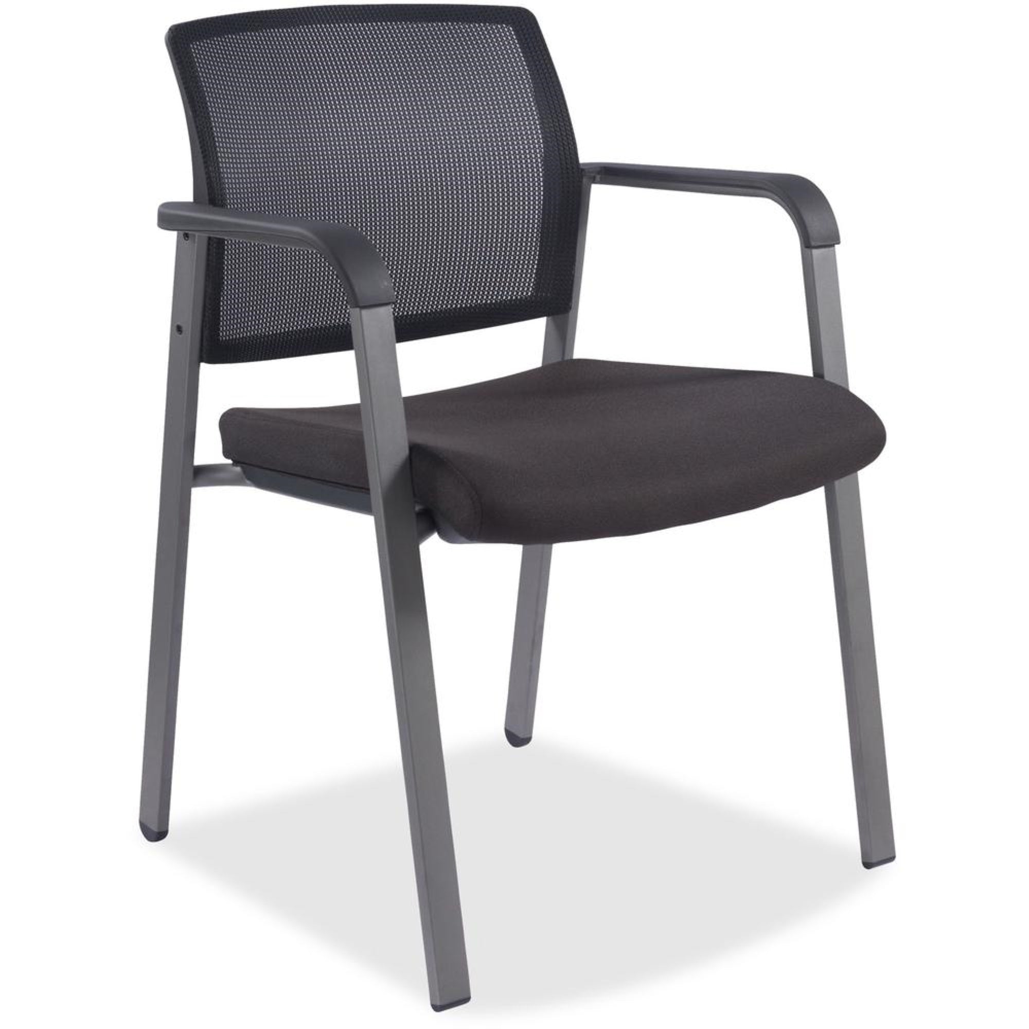 Lorell Guest Chair  Black Fabric, Plastic Seat  Black Back  Black  1 Each