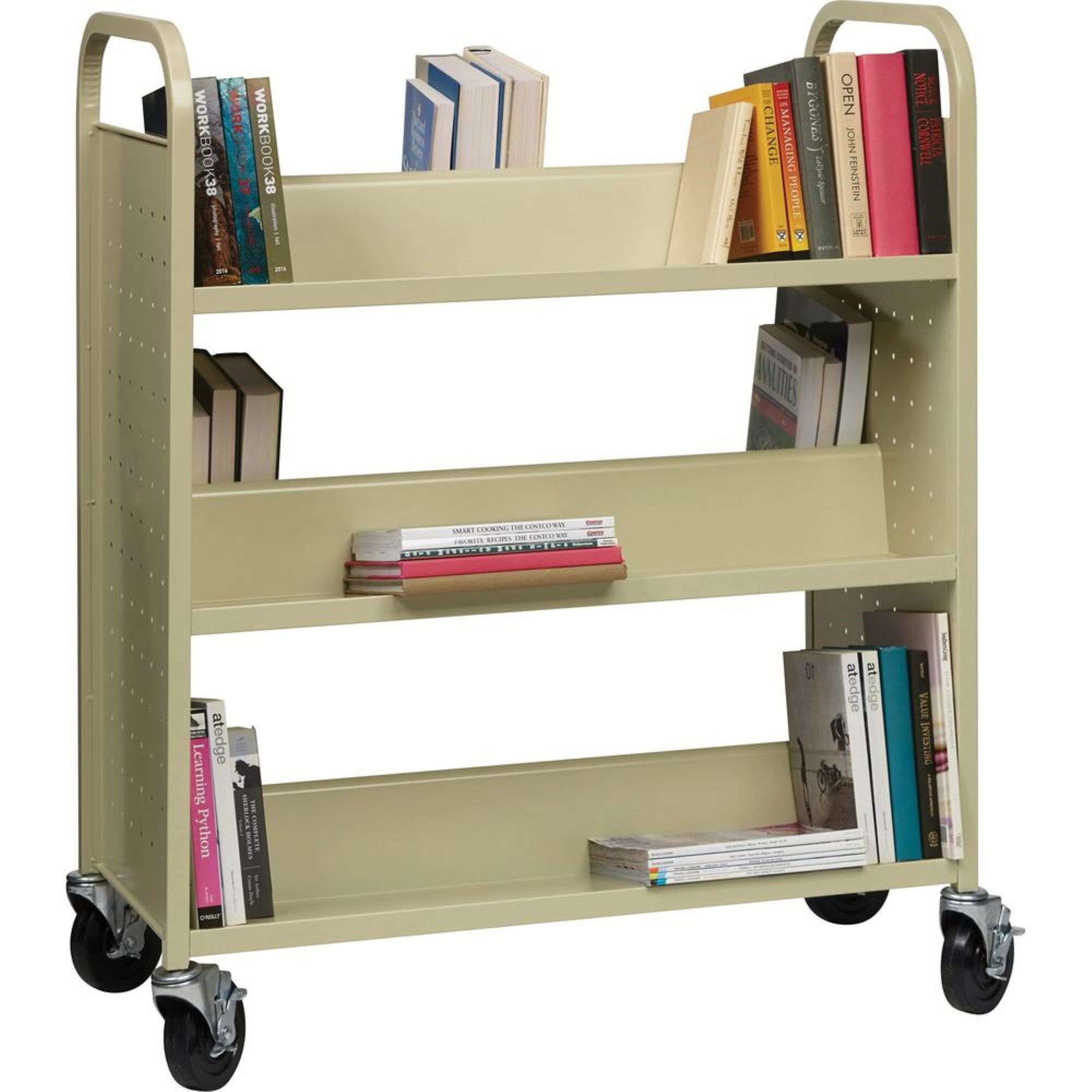 Lorell Doublesided Book Cart  6 Shelf  200 lb Capacity  5 Caster Size  Steel  x 36 Width x 19 Depth x 46 Height  Putt
