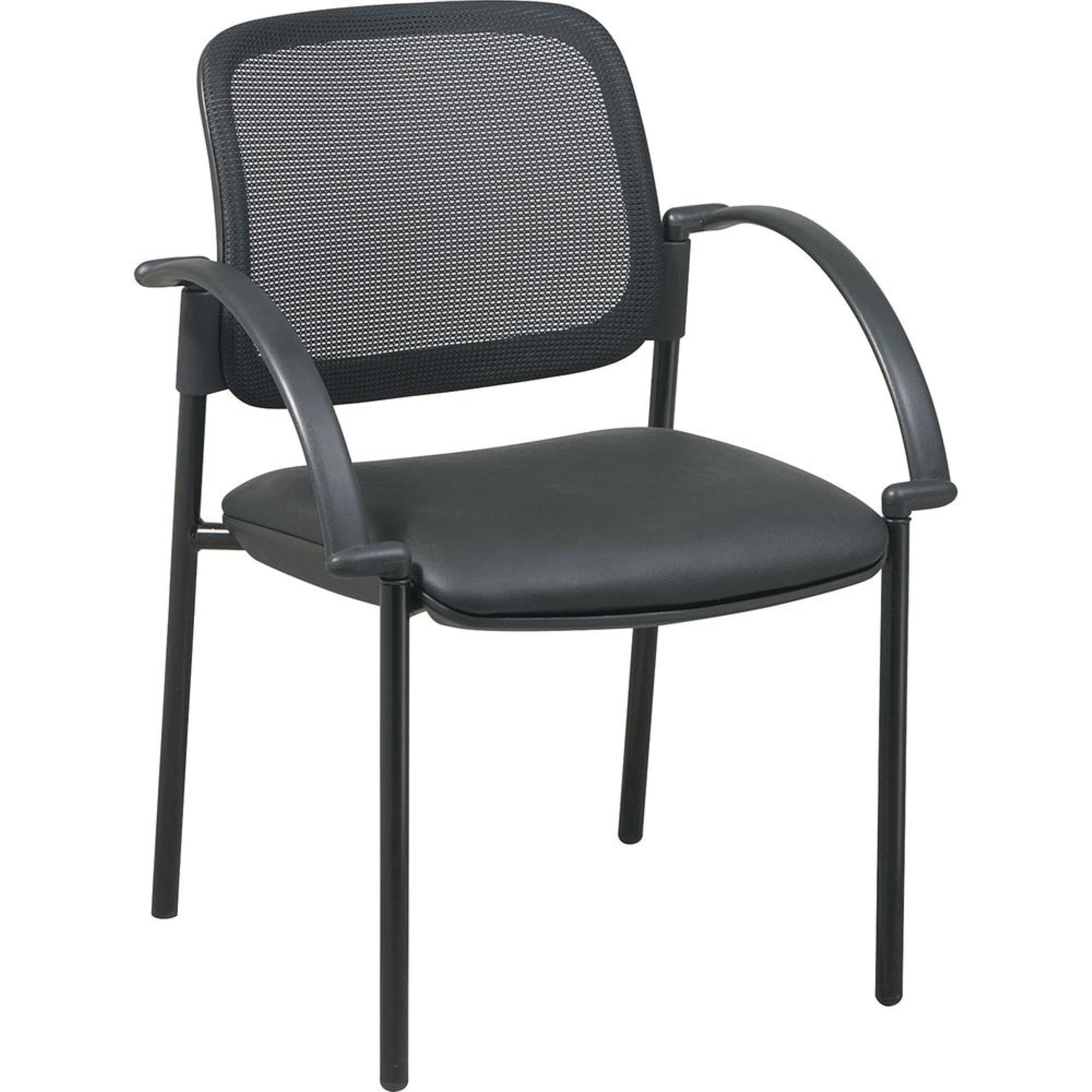 Lorell Guest Chair  Black Faux Leather Seat  Black  1 Each