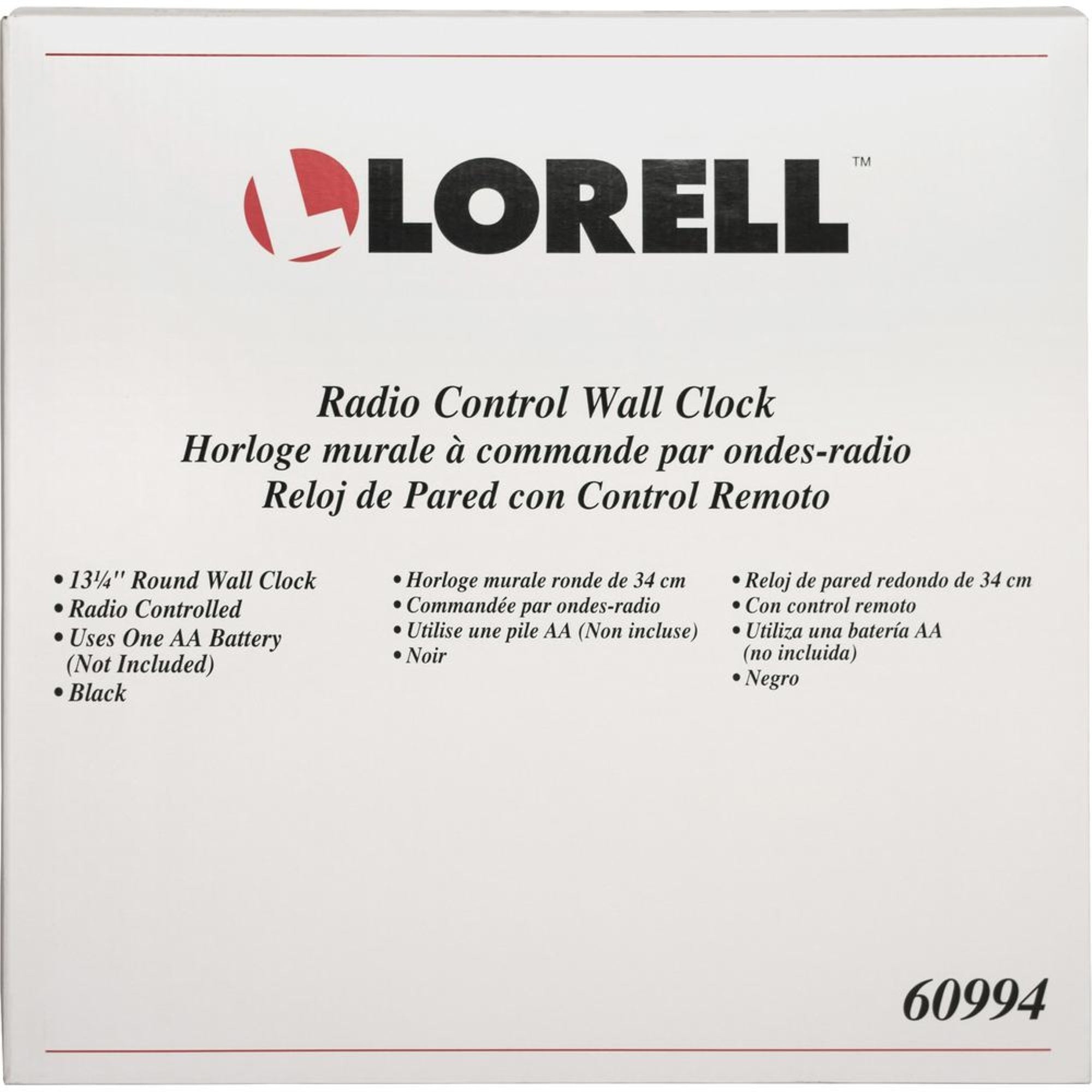 Lorell Wall Clock With Arabic Numerals, 13-1/4-Inch, White Dial/Black Frame