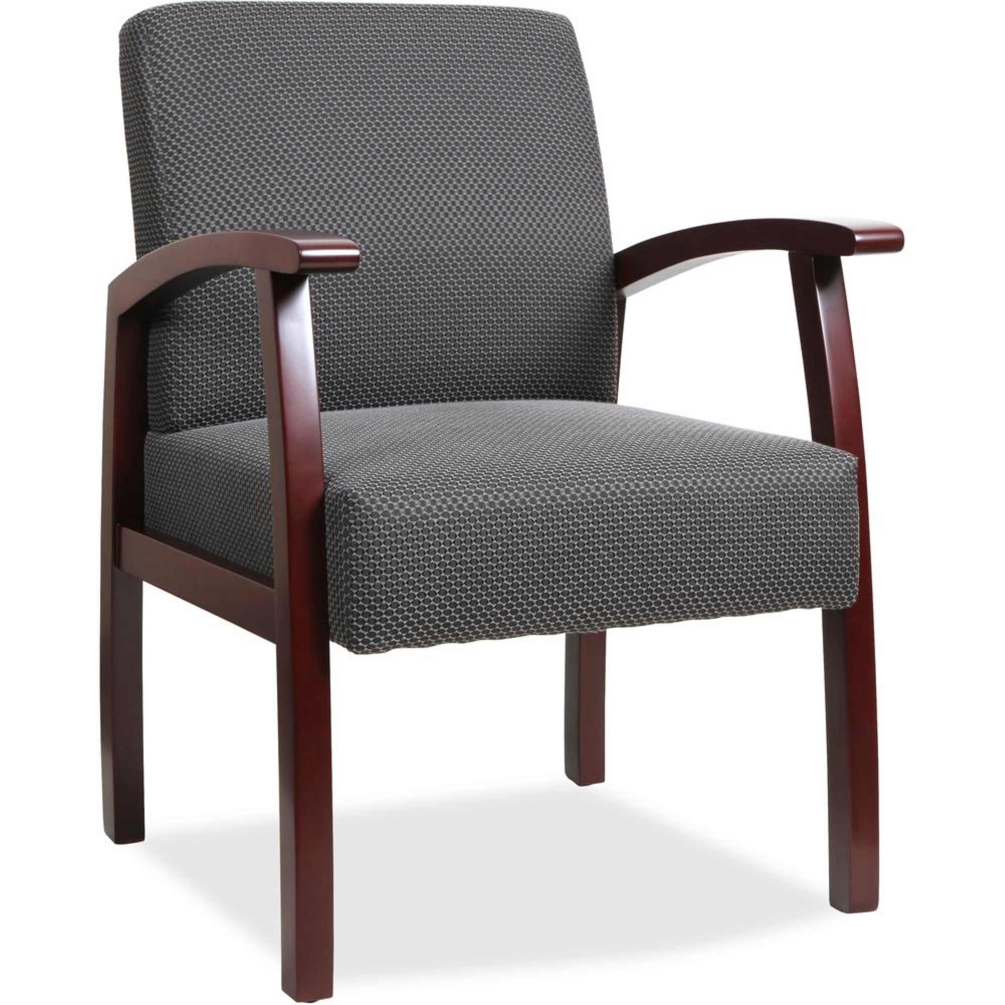 Lorell Deluxe Guest Chair  Mahogany Frame  Charcoal  1 Each