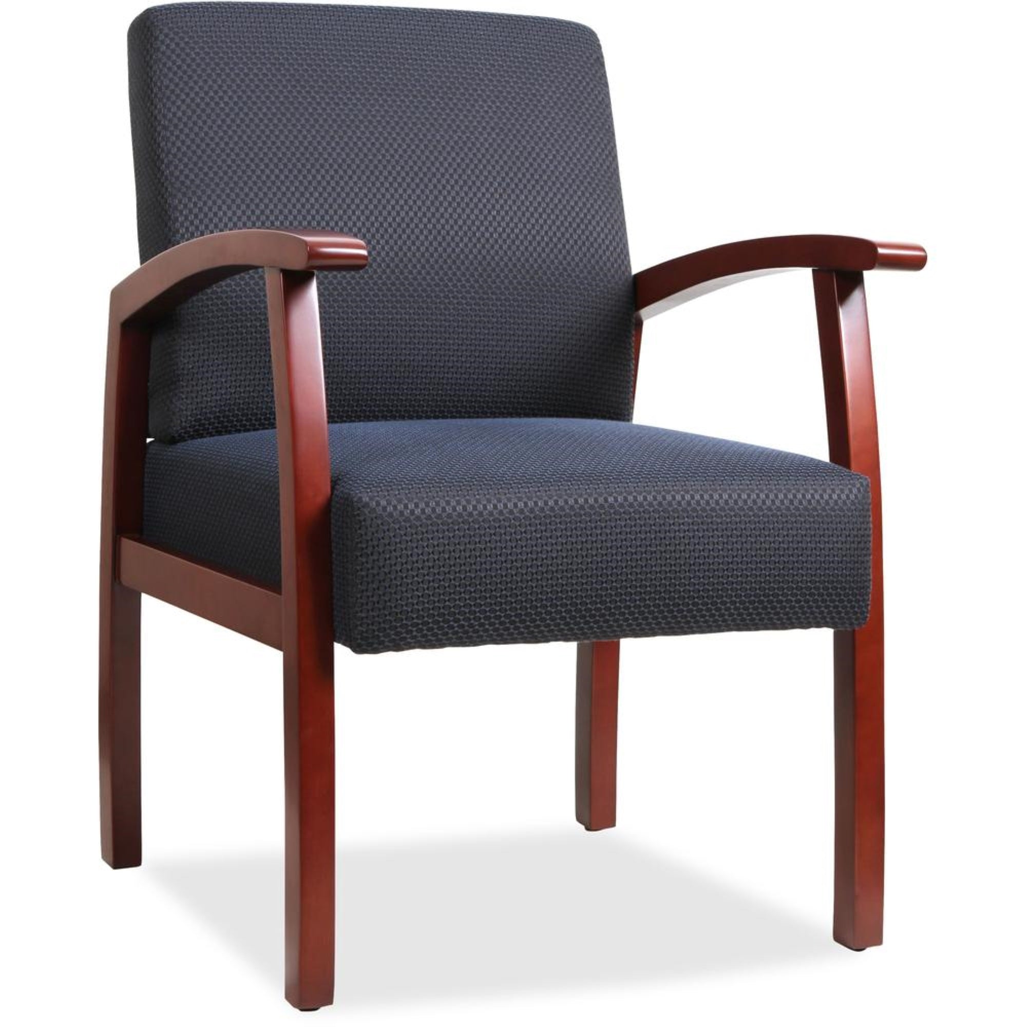 Lorell Deluxe Guest Chair  Cherry Frame  Midnight Blue  1 Each