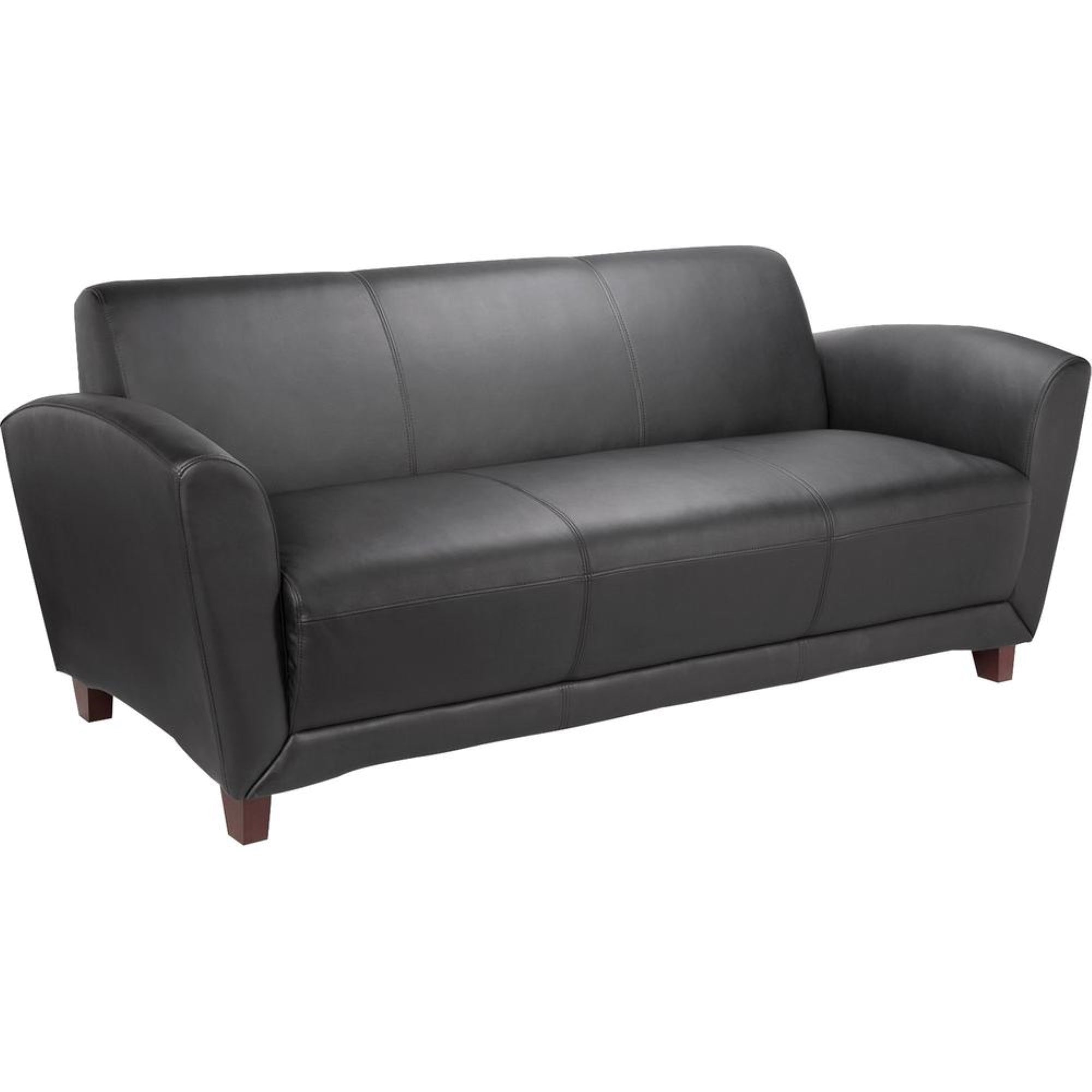 Lorell Reception Collection Black Leather Sofa  75 x 34.5 x 31.3  Leather Black Seat  1 Each