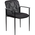 Lorell Reception Side Guest Chair  Black Seat  Mesh Back  Steel Frame  Fourlegged Base  1 Each