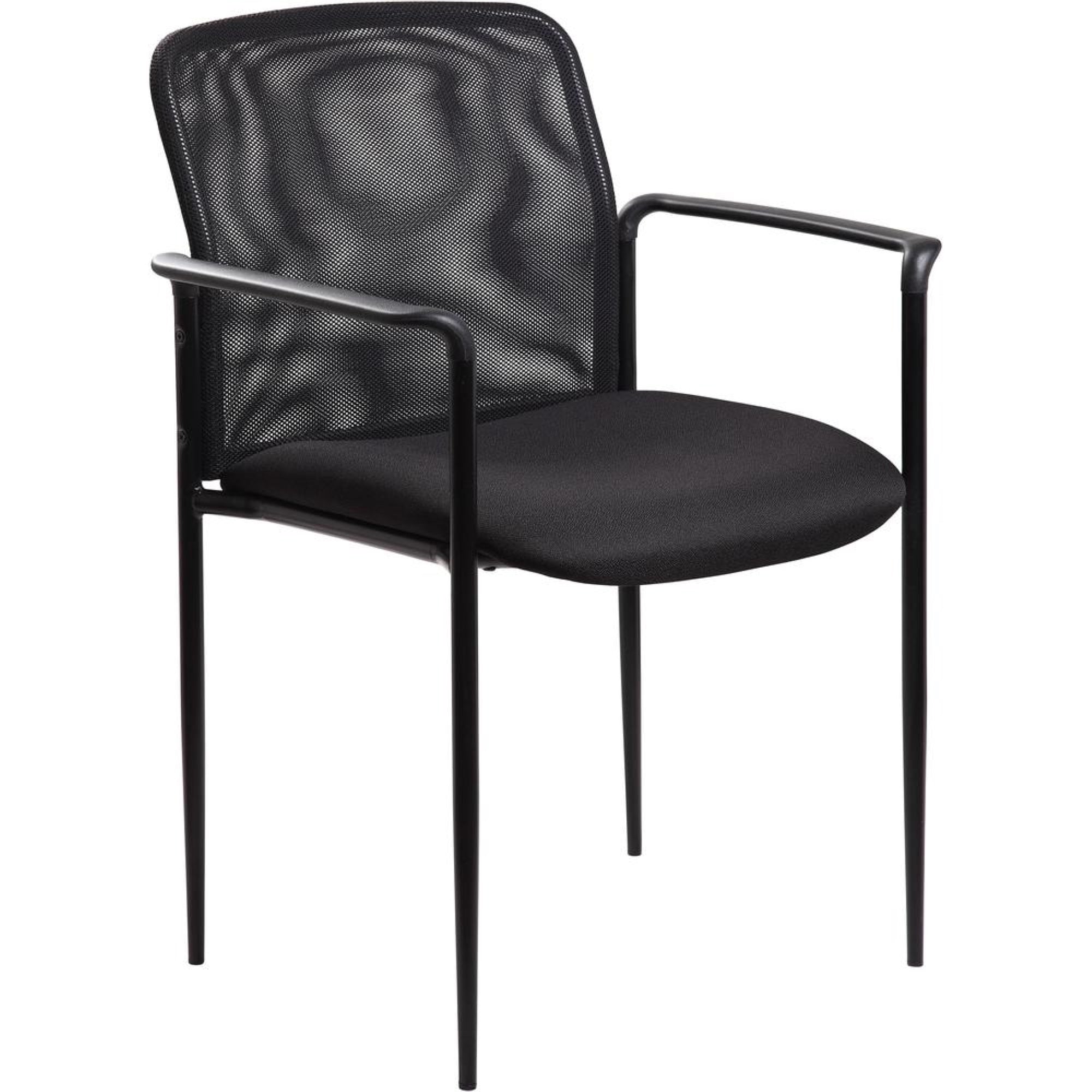 Lorell Reception Side Guest Chair  Black Seat  Mesh Back  Steel Frame  Fourlegged Base  1 Each