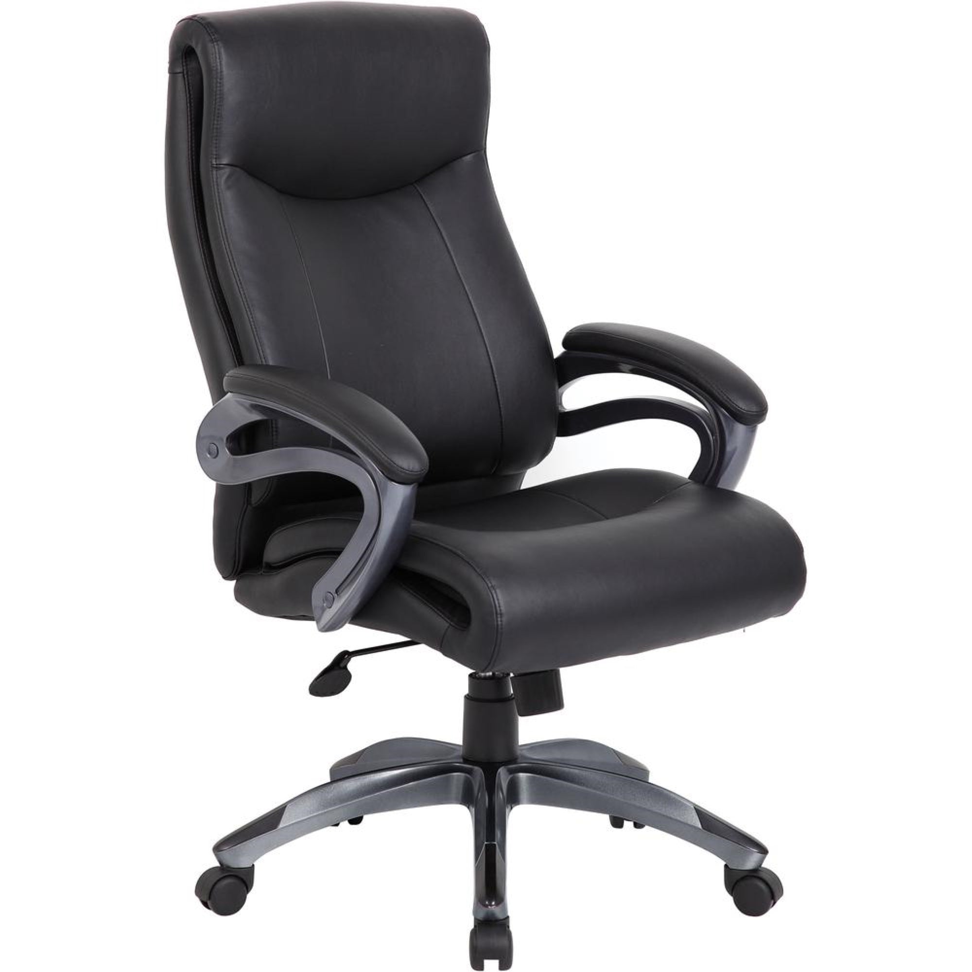Lorell High Back Executive Chair  Black Leather Seat  5star Base  1 Each