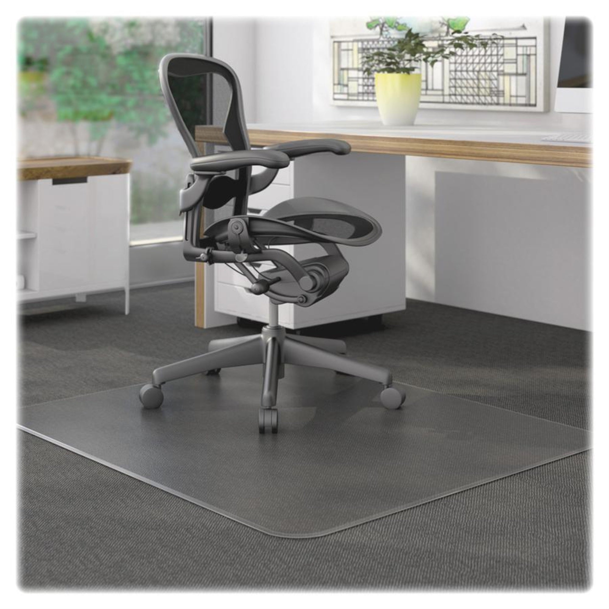 Lorell LLR82819 Carpet Chair Mats, 2.36" Height X 19.09" Width X 61.81" Length, Clear
