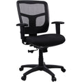 Lorell Managerial Mesh Midback Chair  Black Fabric Seat  Black Back  Black Frame  5star Base  Black  1 Each