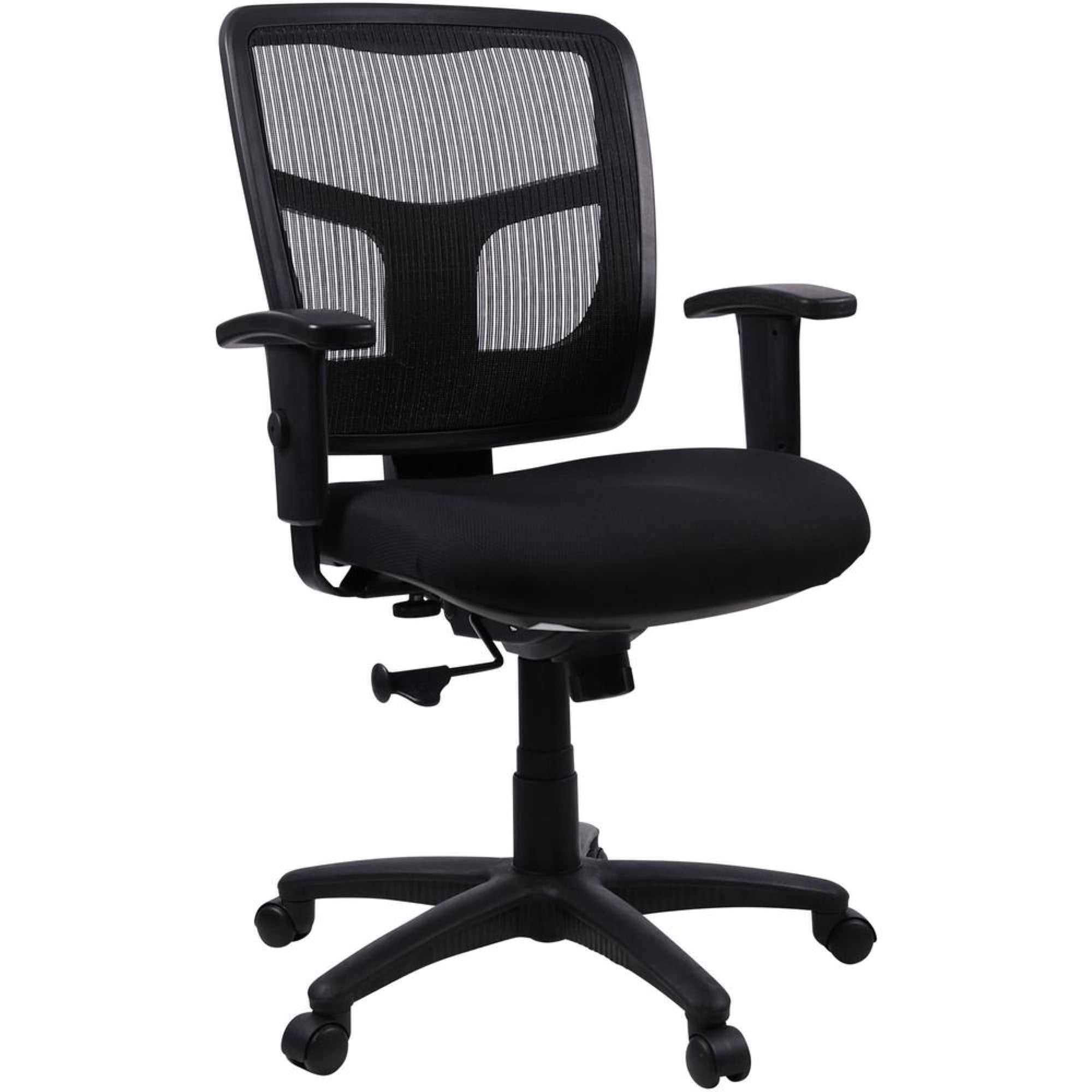 Lorell Managerial Mesh Midback Chair  Black Fabric Seat  Black Back  Black Frame  5star Base  Black  1 Each