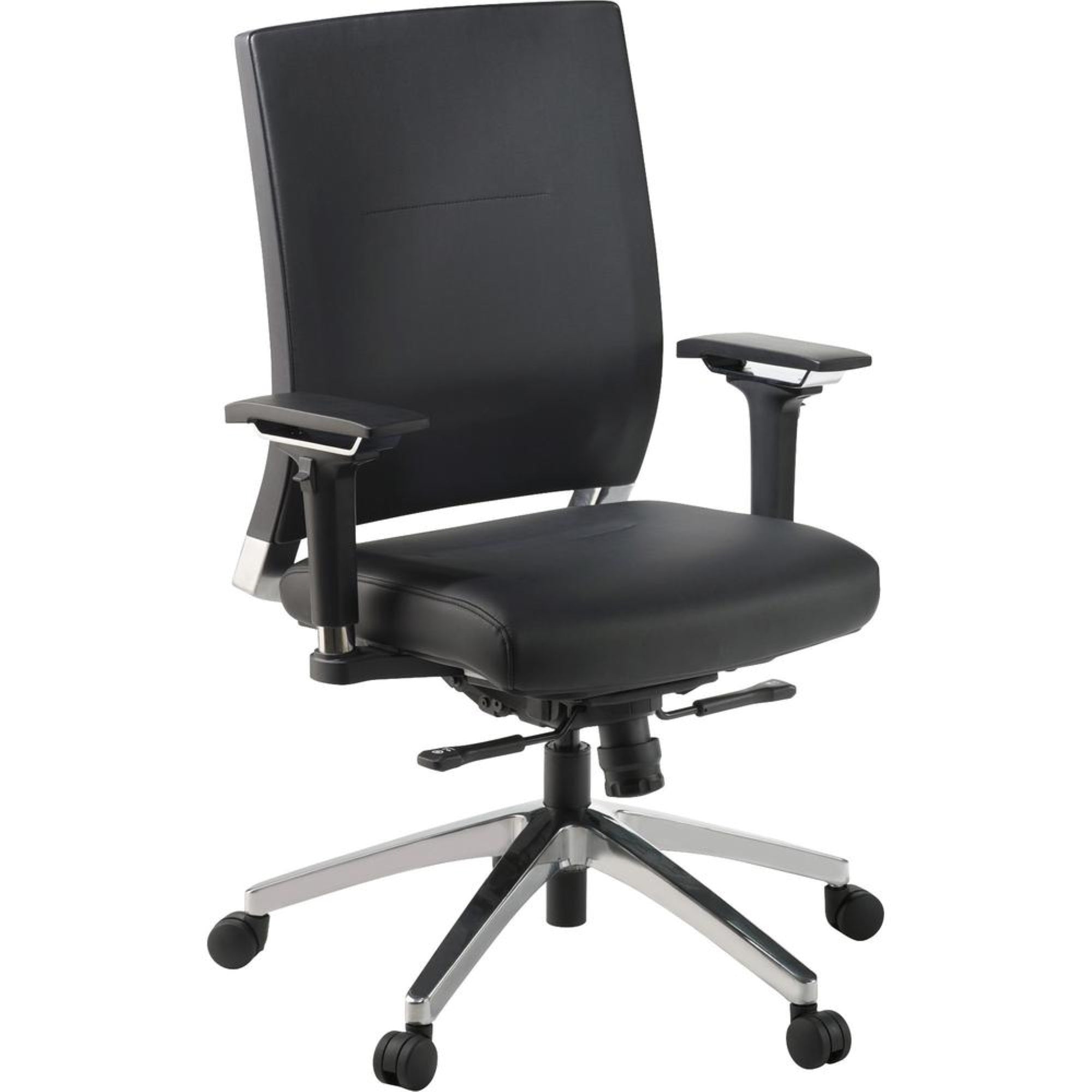 Lorell Lower Back Swivel Executive Chair, Black Leather