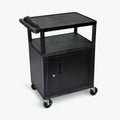 Luxor Endura 3 Shelf Black Presentation Cart W/ Cabinet 35 1/4H