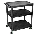 Ergode 40 Inch  H Plastic Mobile Multipurpose Utility Storage A/V Presentation Cart With 3 Large Shelves And Ergonomic Push Handle