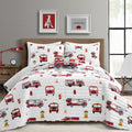 Make A Wish Fire Truck Quilt Red/White 4Pc Set Full/Queen