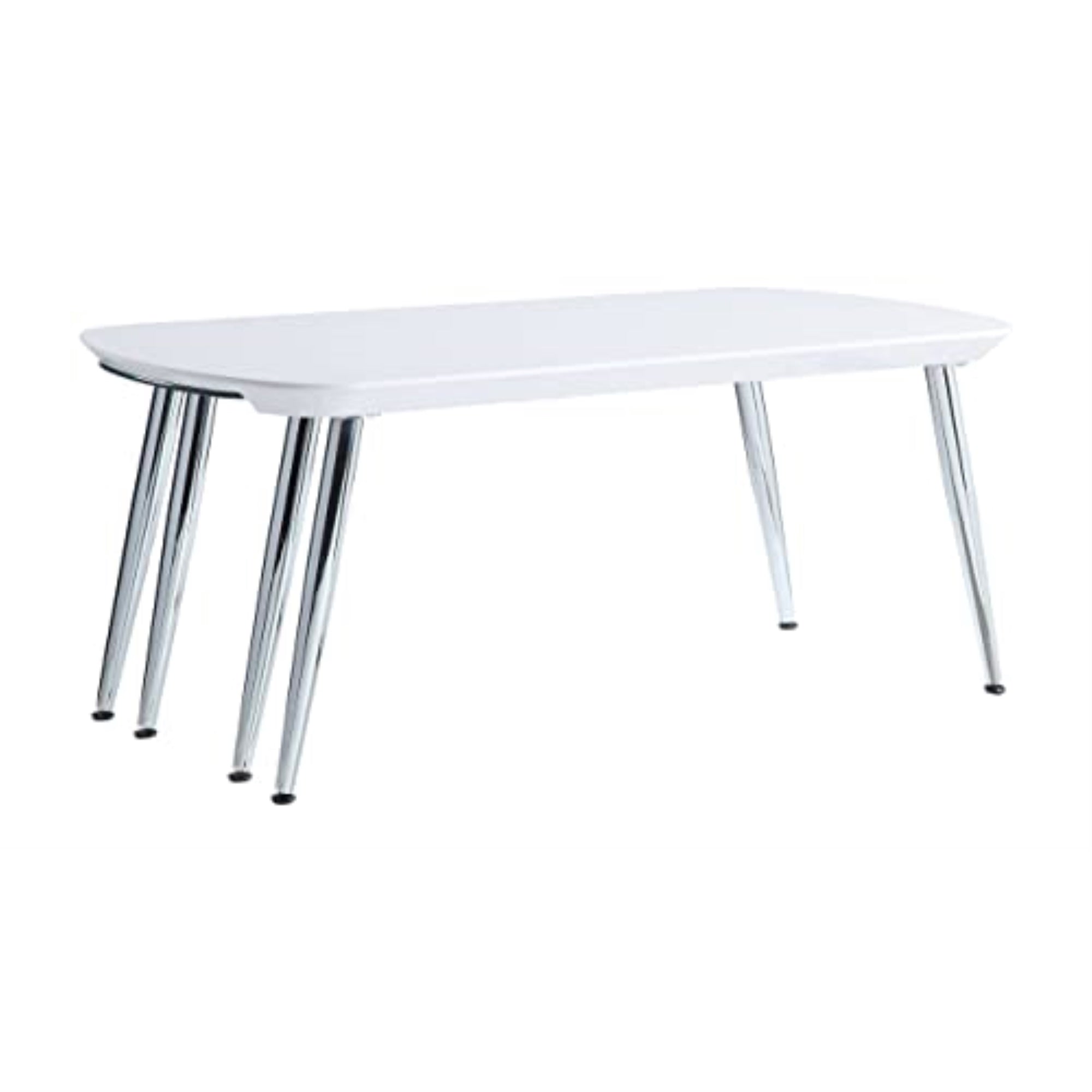 Acme Patina Wood Coffee Table with Pull-Out Top in White and Chrome