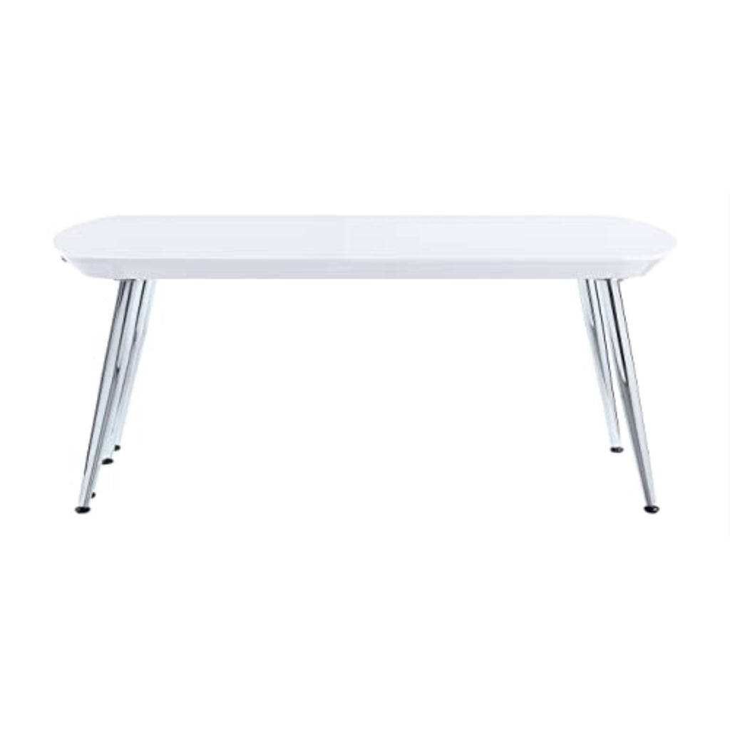 Acme Patina Wood Coffee Table with Pull-Out Top in White and Chrome