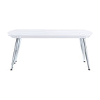 Acme Patina Wood Coffee Table with Pull-Out Top in White and Chrome
