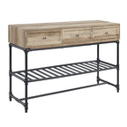 Acme Brantley 3-Drawer Wooden Rectangular Sofa Table in Oak and Sandy Black