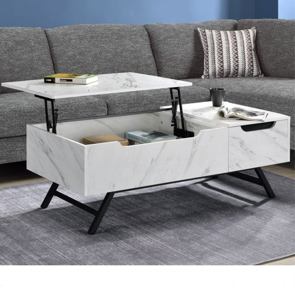 ACME Furniture 1 Drawer Coffee Table in White and Black