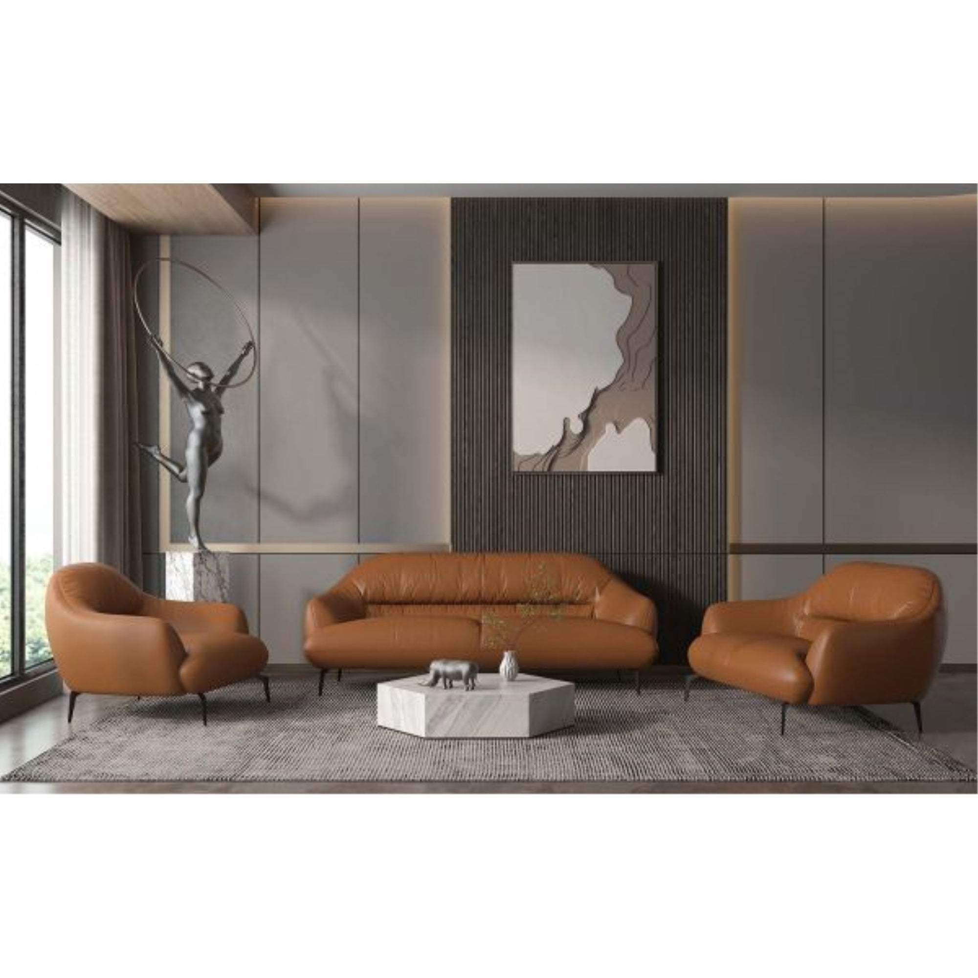 ACME Leather Upholstered Sofa in Cognac Finish