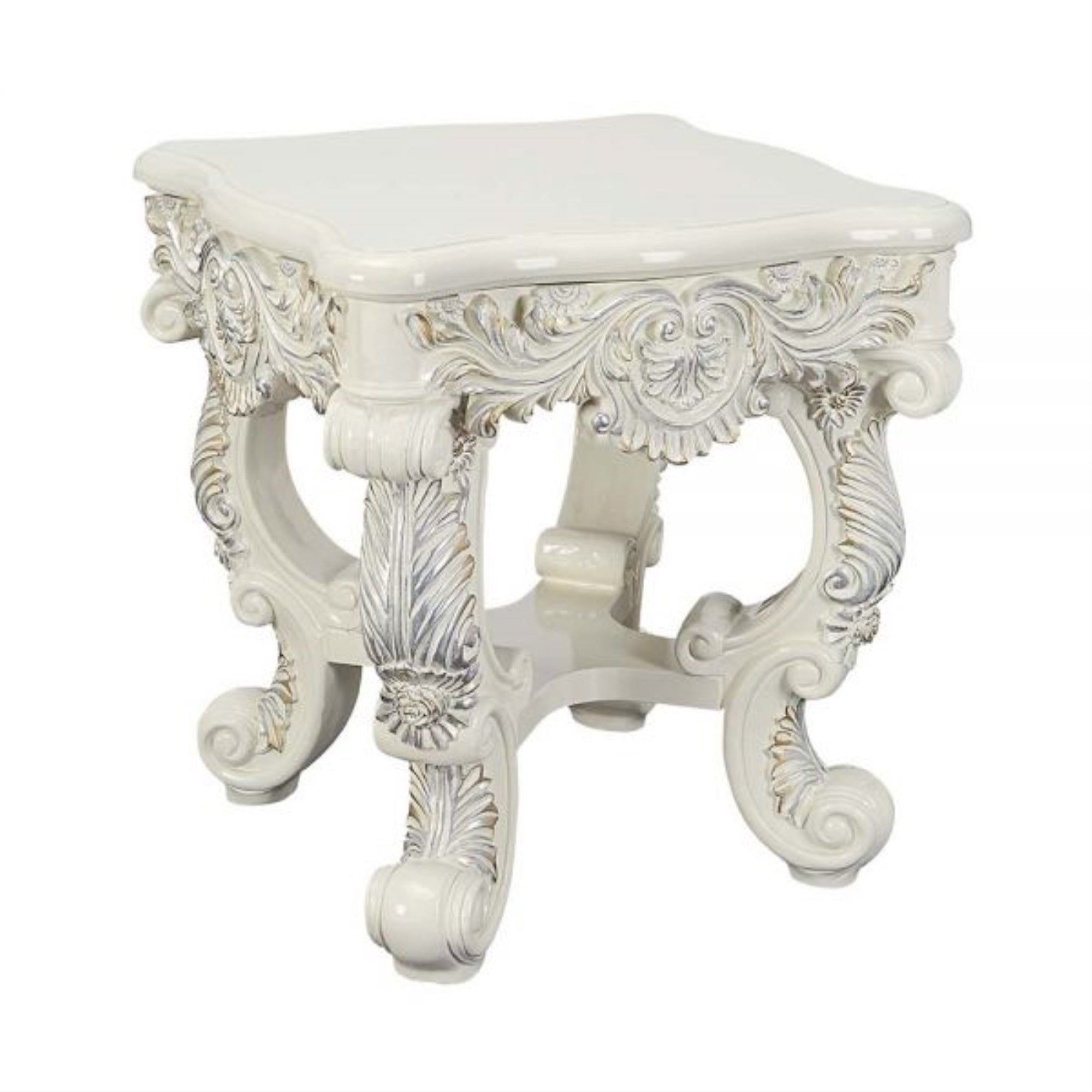 LV01218 End Table, Antique White Finish  Adara ( 1Pc/1Ctn )