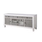 Acme Katia Wooden Rectangular TV Stand with 4-Doors in Rustic Gray and White