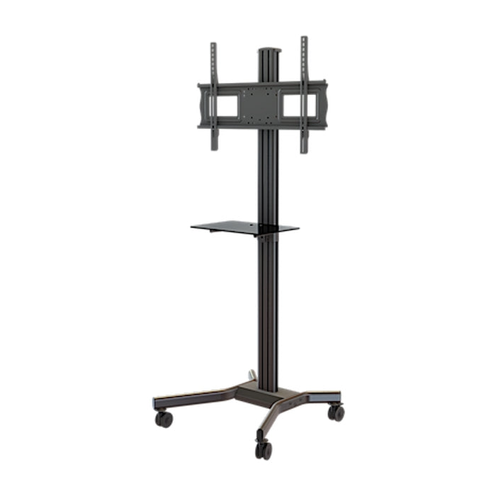 Mobile cart with tempered glass shelf, height and tilt adjustment for 37 to 70 Plasma, LCD or LED displays