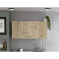 TUHOME Napoles Wall Cabinet, Two Shelves, Two-Door Cabinet, Metal Handles-White/Light Oak, For Kitchen Room
