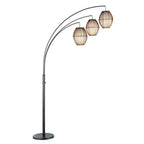Modern Mid-Century Bohemian 82-inch Arch Floor Lamp with 3 Barrel Lights