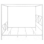Queen size Modern Industrial Style White Metal Canopy Bed Frame