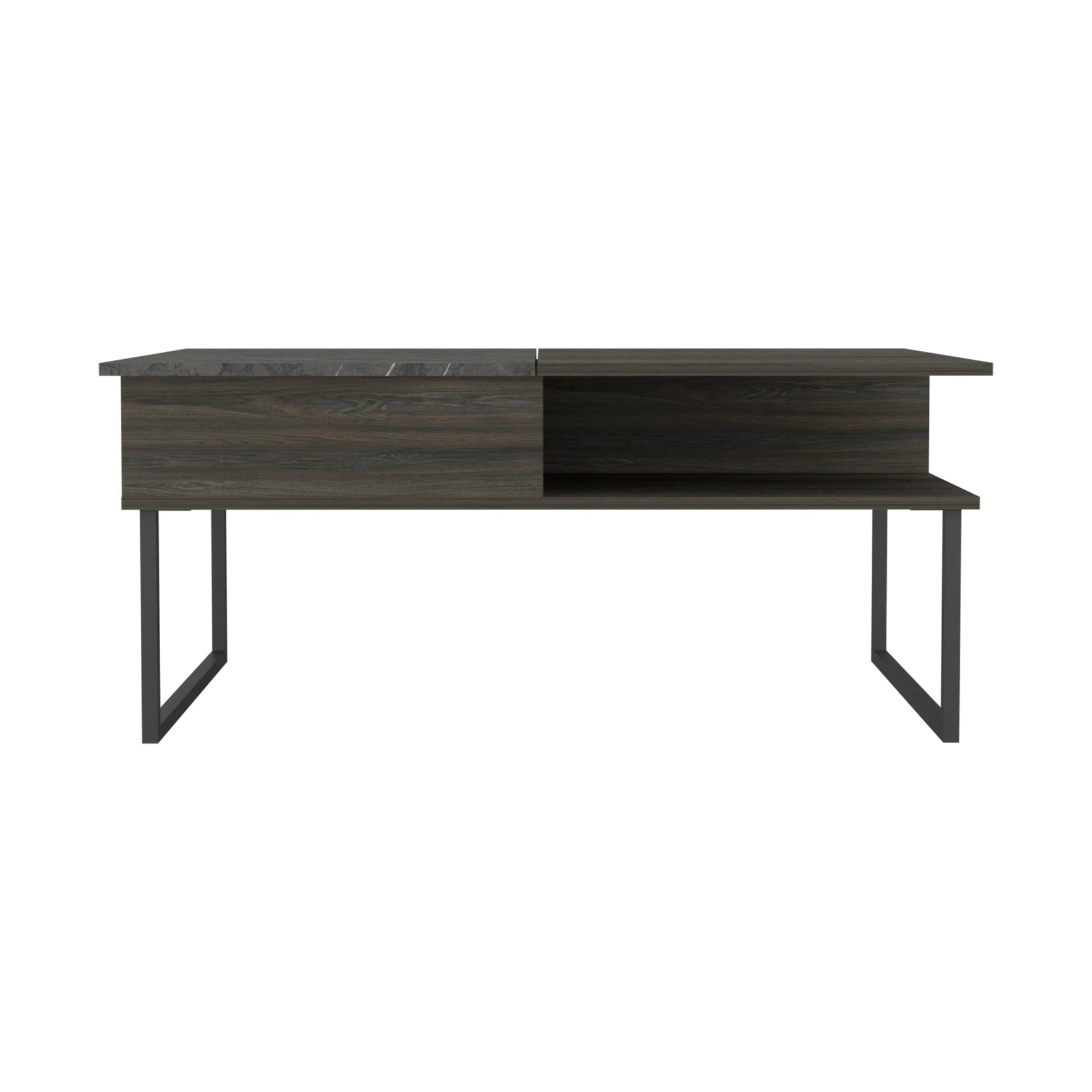 TUHOME Armin Lift Top Coffee Table, One Shelf, Countertop Table, One Flexible Shelf, Espresso+Onyx, For Living Room