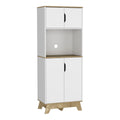 Pamplona Microwave Tall Cabinet  -Kitchen -Light Oak / White