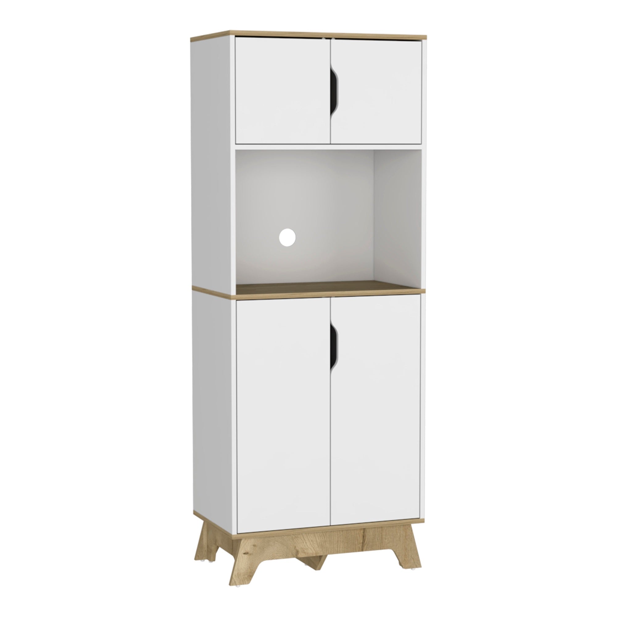 Pamplona Microwave Tall Cabinet  -Kitchen -Light Oak / White