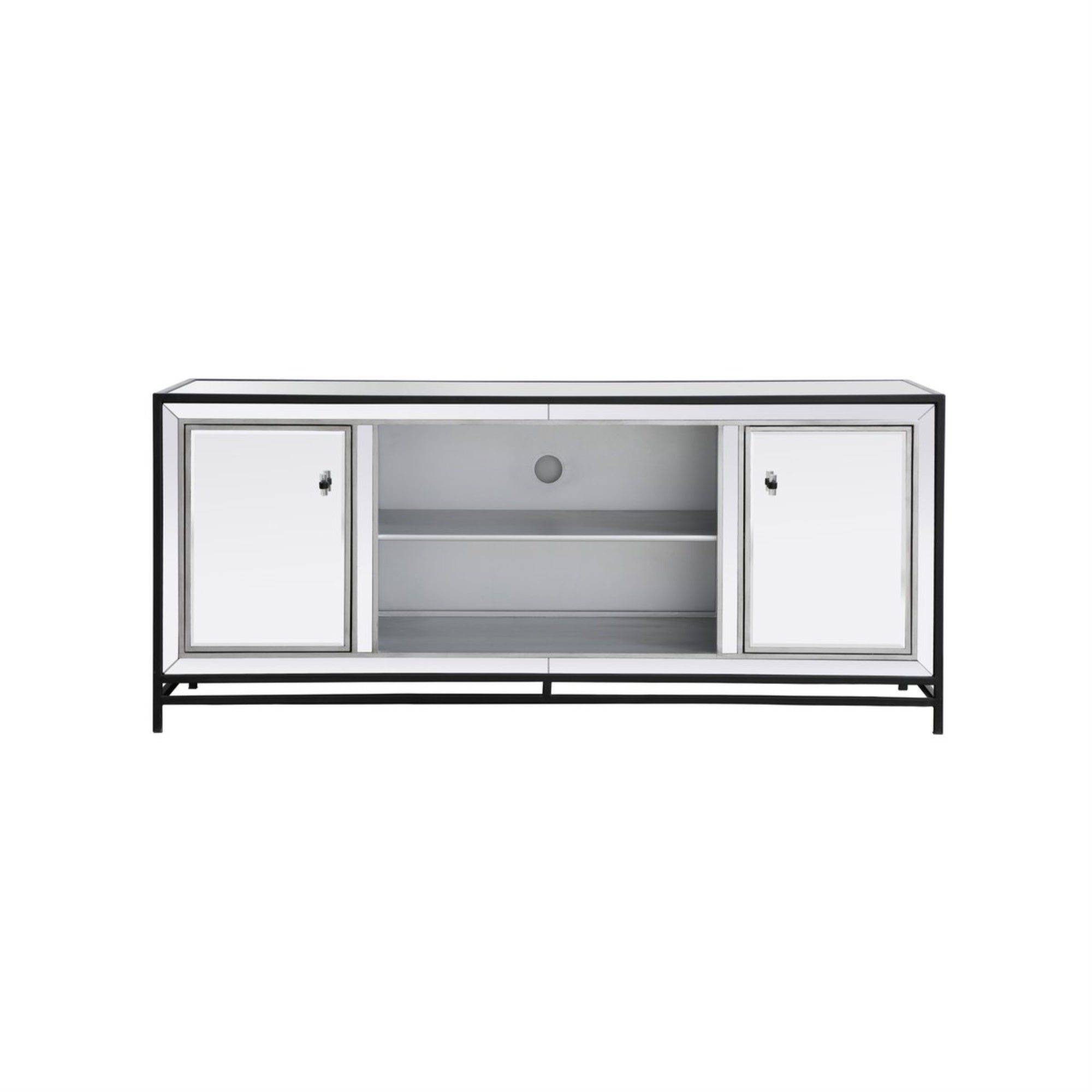 James 60 in. mirrored tv stand in black