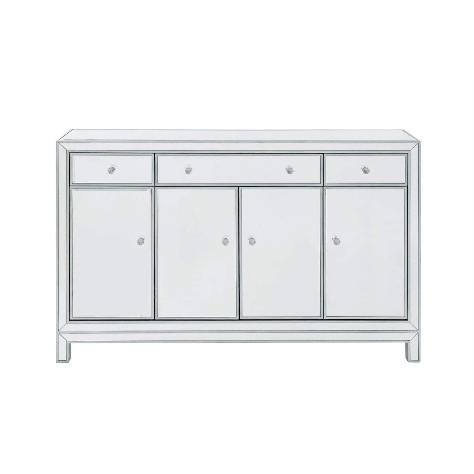 Buffet Cabinet 3 drawers 4 doors 56in. W x 13in. D x 36in. H in antique silver paint