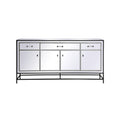 James 72 in. mirrored credenza in black