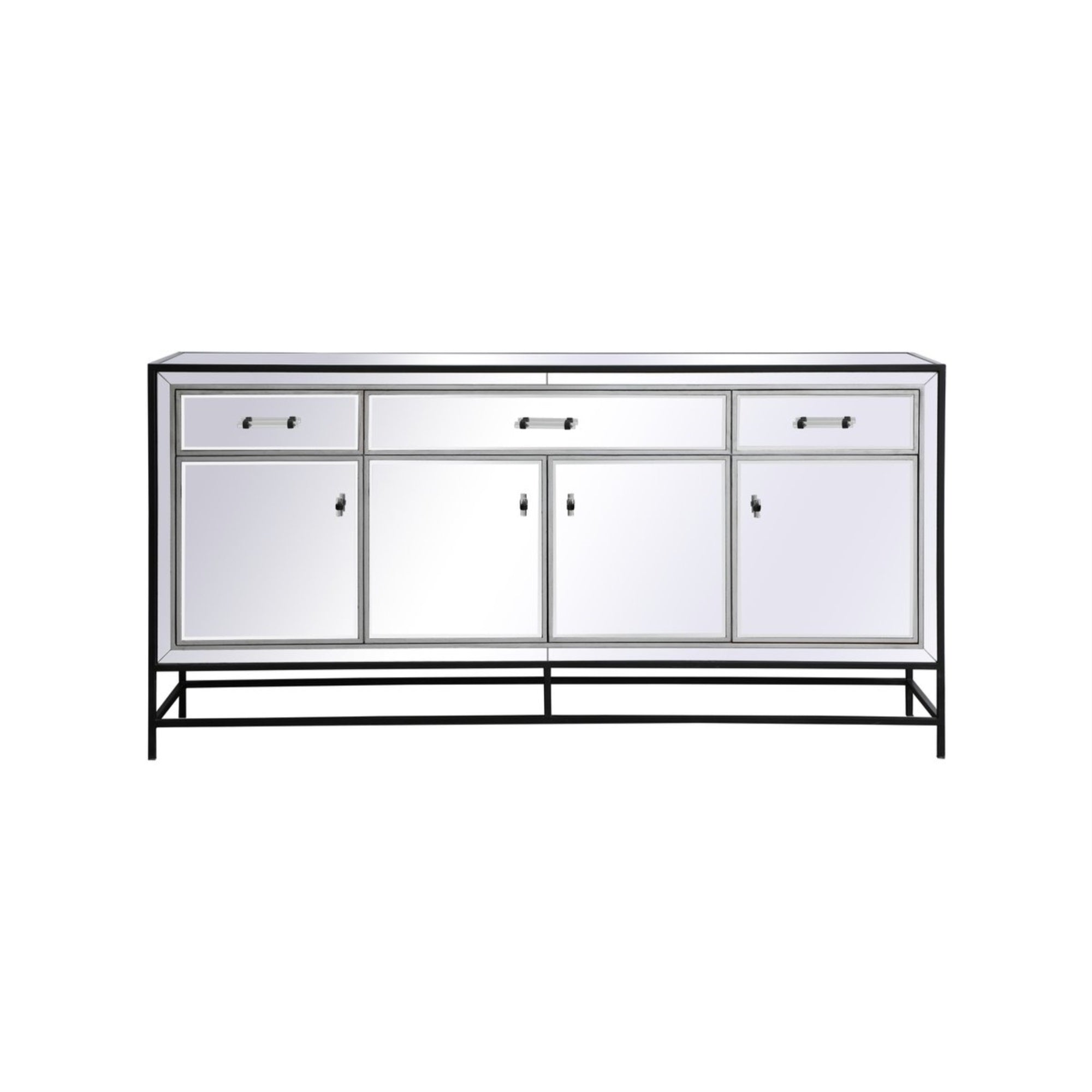 James 72 in. mirrored credenza in black